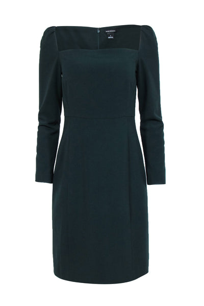 Current Boutique-Club Monaco - Forest Green Long Sleeve Fitted Sheath Dress w/ Square Neckline Sz 2