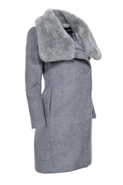 Current Boutique-Club Monaco - Grey Pea Coat w/ Fur Trim Sz XS