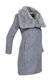 Current Boutique-Club Monaco - Grey Pea Coat w/ Fur Trim Sz XS
