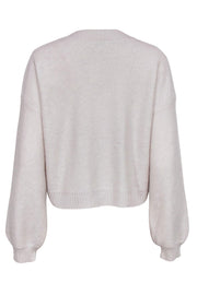 Current Boutique-Club Monaco - Light Grey Cashmere Button-Up Cropped Balloon Sleeve Cardigan Sz M