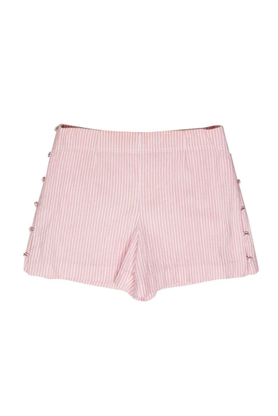 Current Boutique-Club Monaco - Light Pink & White Striped Shorts w/ Side Buttons Sz 6