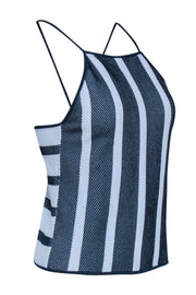 Current Boutique-Club Monaco - Navy & White Stripe Knitted Tank Top w/ Mesh Overlay Sz M