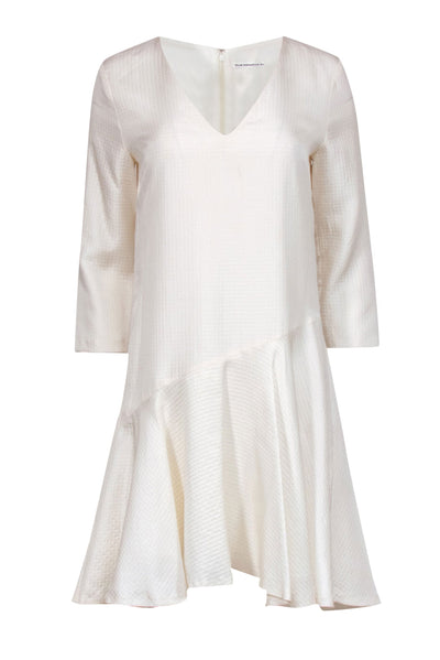 Current Boutique-Club Monaco - Off-White Quilted Asymmetrical Midi Dress Sz 4