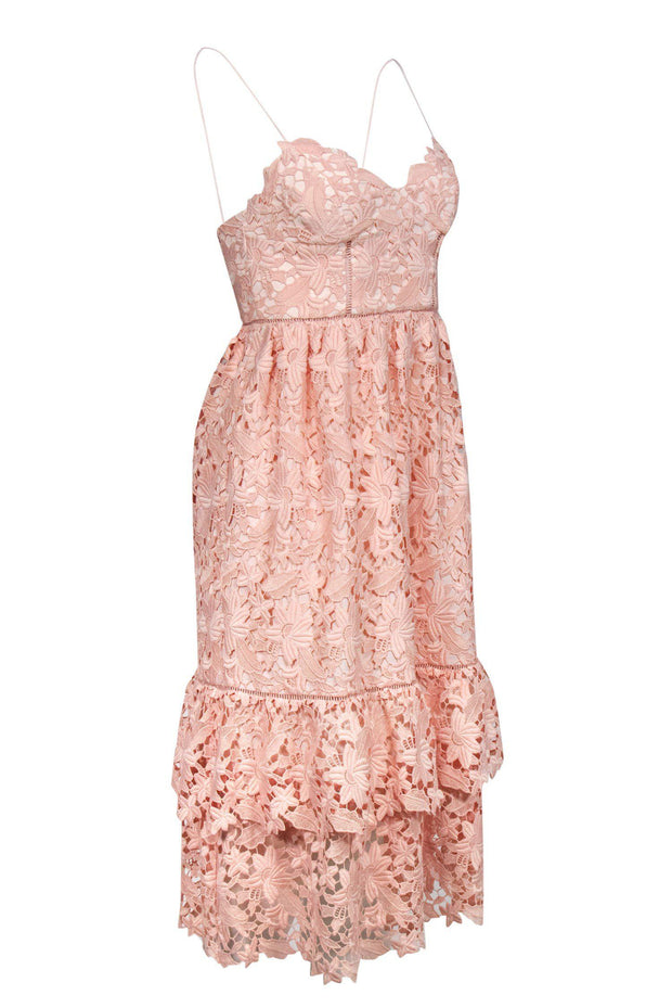Current Boutique-Club Monaco - Pink Lace Tiered Midi Dress Sz 00