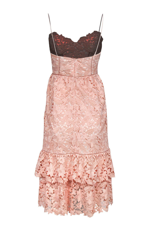 Current Boutique-Club Monaco - Pink Lace Tiered Midi Dress Sz 00