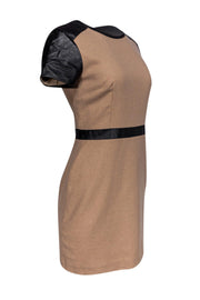 Current Boutique-Club Monaco - Tan Wool Blend & Leather Sybil Dress Sz 6