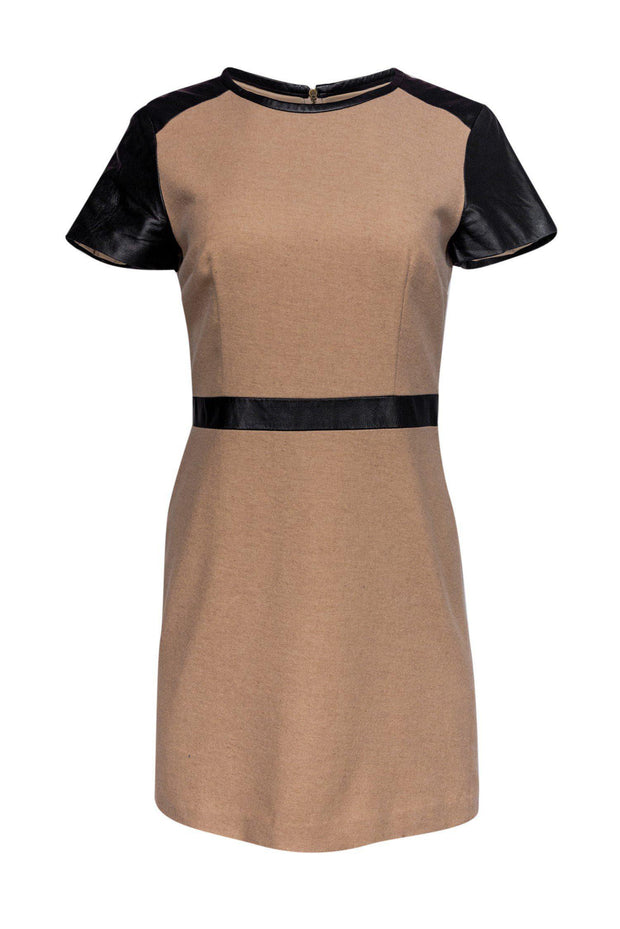 Current Boutique-Club Monaco - Tan Wool Blend & Leather Sybil Dress Sz 6