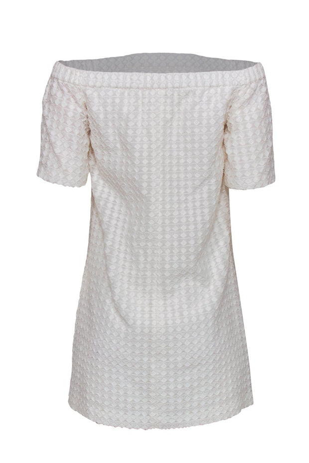 Current Boutique-Club Monaco - White Off-the-Shoulder Textured Shift Dress Sz 0