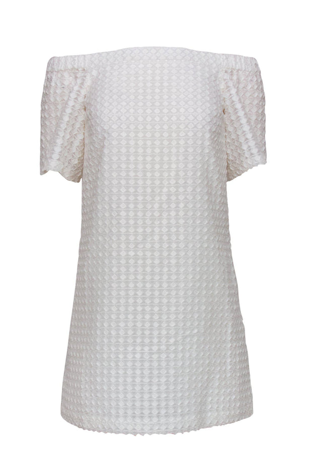 Current Boutique-Club Monaco - White Off-the-Shoulder Textured Shift Dress Sz 0