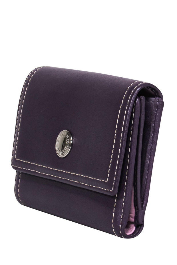 Current Boutique-Coach - Aubergine Smooth Leather Snap Wallet