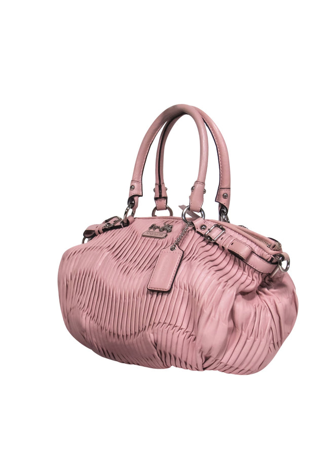 Current Boutique-Coach - Baby Pink Ruched Pouch-Style Convertible Satchel