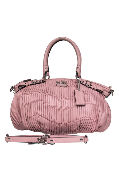 Current Boutique-Coach - Baby Pink Ruched Pouch-Style Convertible Satchel