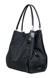 Current Boutique-Coach - Black "C" Logo Canvas Handbag w/ Leather Snakeskin Print Trim