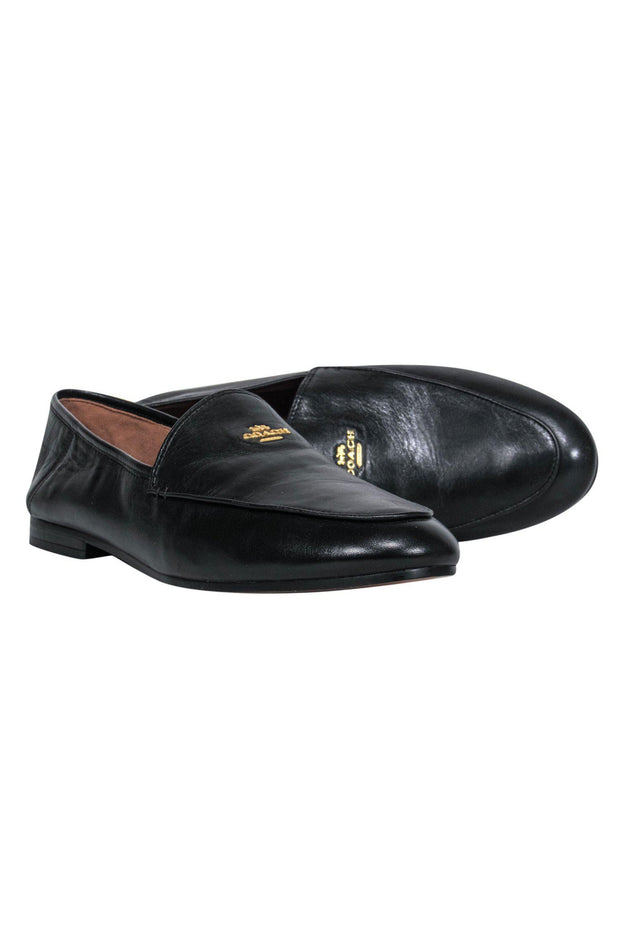 Current Boutique-Coach - Black Leather Loafers w/ Gold Logo Sz 9.5