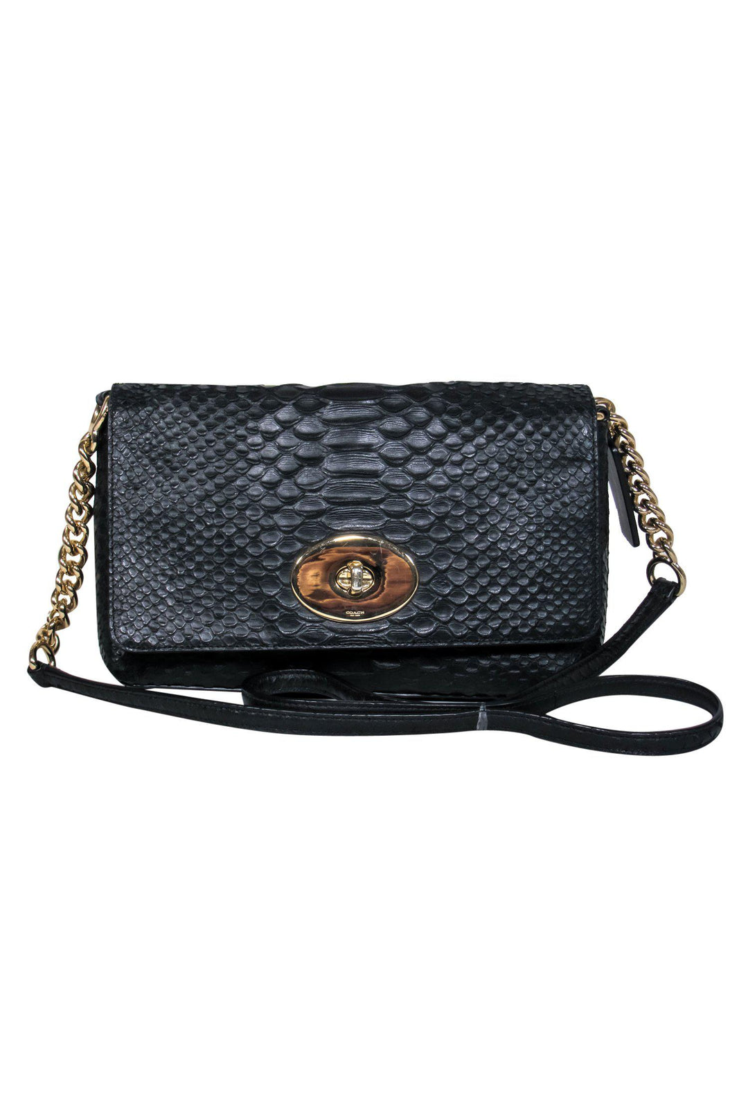 Coach discount Black Pebble Crossbody Bag Reptile Looking