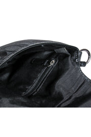 Current Boutique-Coach - Black Monogram Print Fold-Over Crossbody w/ Leather Trim