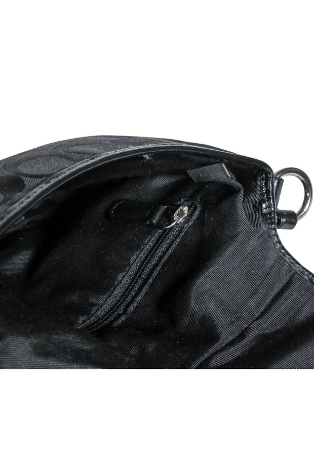 Coach - Black Monogram Print Fold-Over Crossbody w/ Leather Trim – Current  Boutique