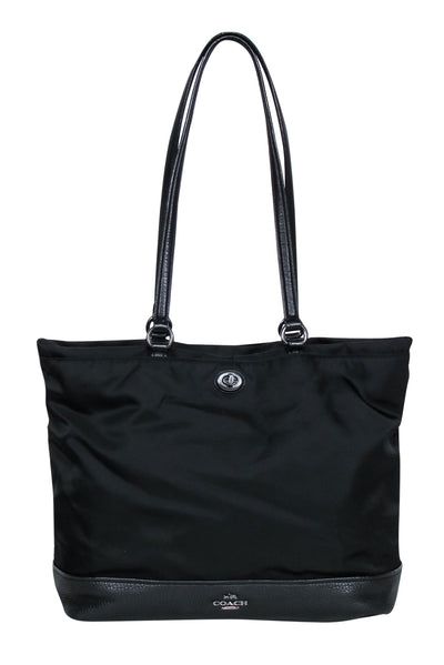 Current Boutique-Coach - Black Nylon & Leather Large Tote Bag