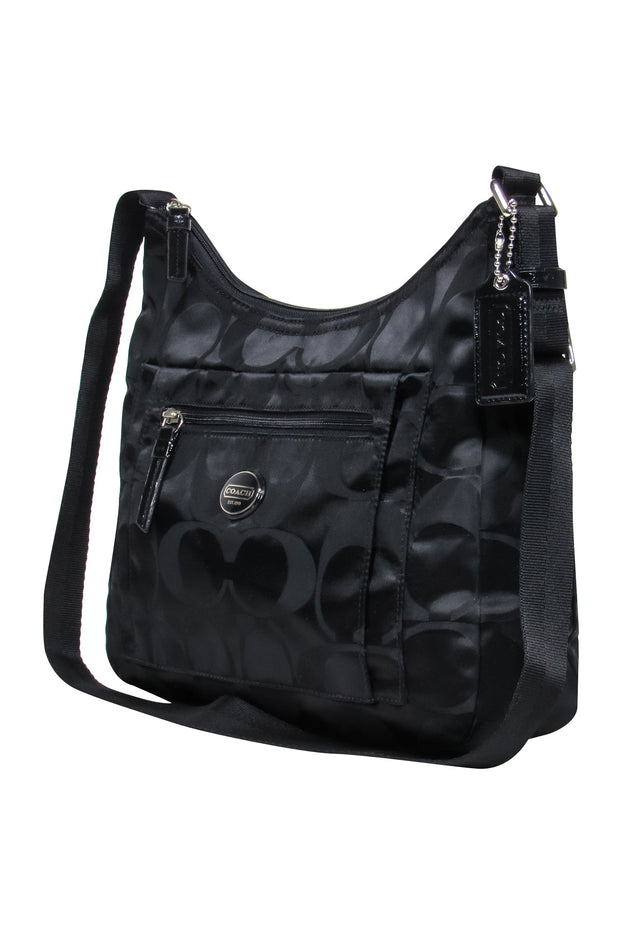 Current Boutique-Coach - Black Nylon Monogram Print Shoulder Bag