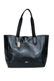 Current Boutique-Coach - Black Smooth Leather Snap Tote