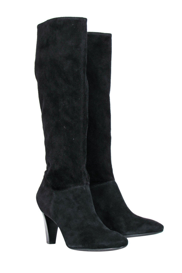 Current Boutique-Coach - Black Suede Heel Calf High Boots Sz 9