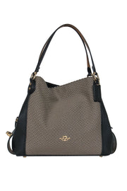 Current Boutique-Coach - Black & Tan Woven Shoulder Bag w/ Pebbled Leather Trim