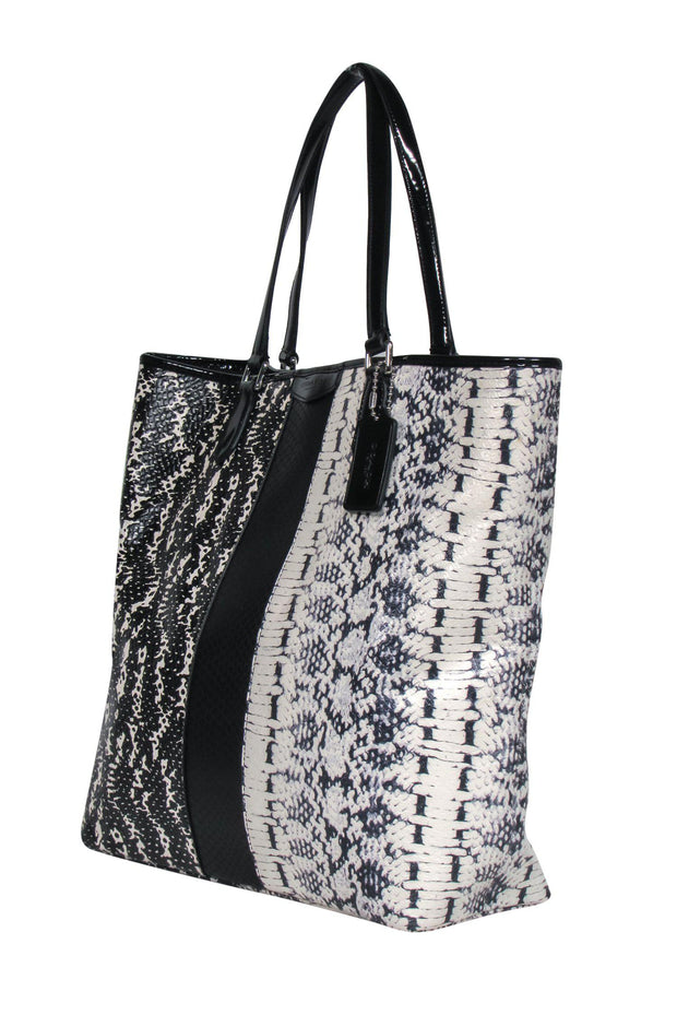 Current Boutique-Coach - Black & White Snakeskin Print Tote