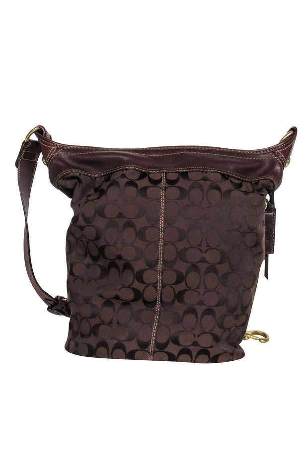 Current Boutique-Coach - Brown Canvas & Leather Classic Logo Shoulder Bag