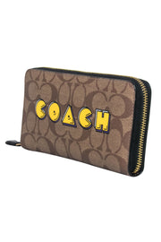 Current Boutique-Coach - Brown Leather Monogram Zippered Wallet w/ Pac-Man Logo