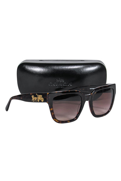 Current Boutique-Coach - Brown Marbled Square Frame Sunglasses