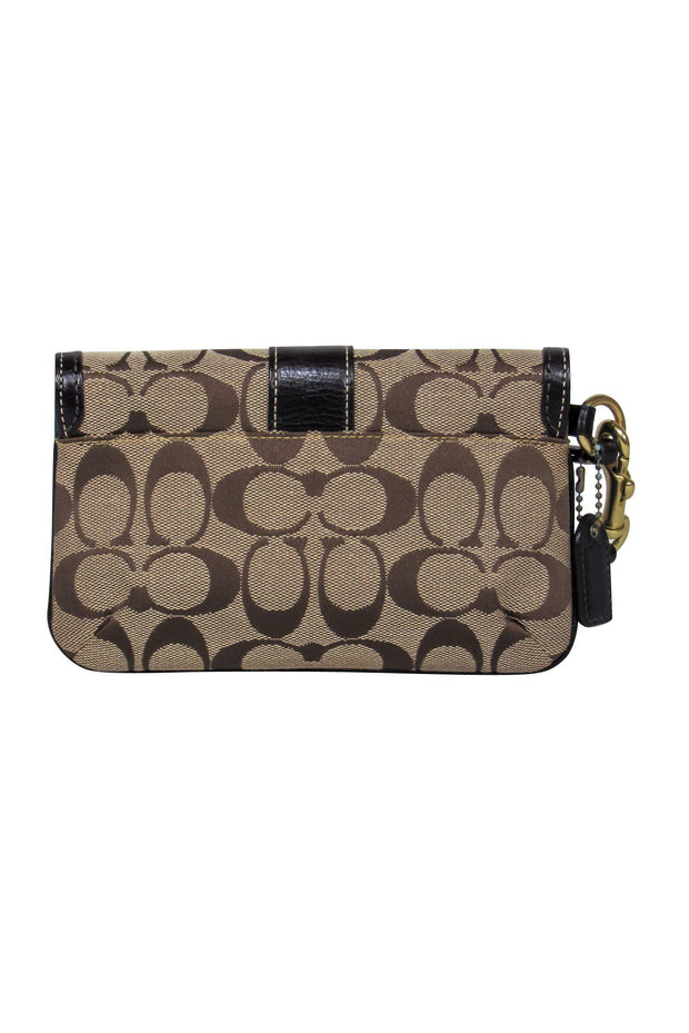 Coach - Brown Monogram Wristlet Wallet w/ Leather Trim – Current Boutique
