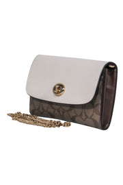 Current Boutique-Coach - Cream & Brown Monogram Print Leather Clasped Chain Crossbody