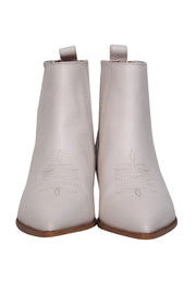 Current Boutique-Coach - Cream Leather Pointed Toe Western-Style Block Heel “Melody” Booties Sz 7