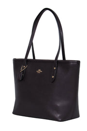 Current Boutique-Coach - Deep Plum Textured Leather Mini Tote Bag