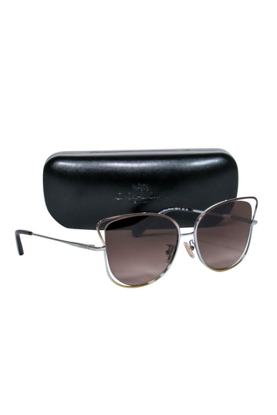 Current Boutique-Coach - Gold & Brown Cat Eye Sunglasses w/ Cutouts