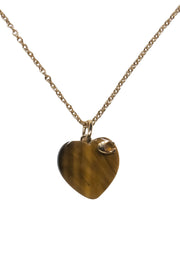 Current Boutique-Coach - Gold & Brown Marbled Heart Statement Necklace