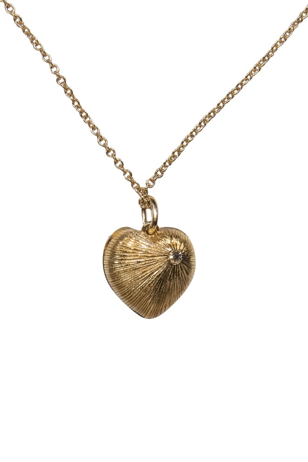 Current Boutique-Coach - Gold & Brown Marbled Heart Statement Necklace