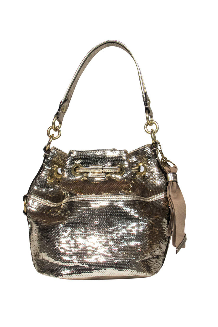 Gold Glitter Sequins Bag With Large Hoops Attaching the - Etsy