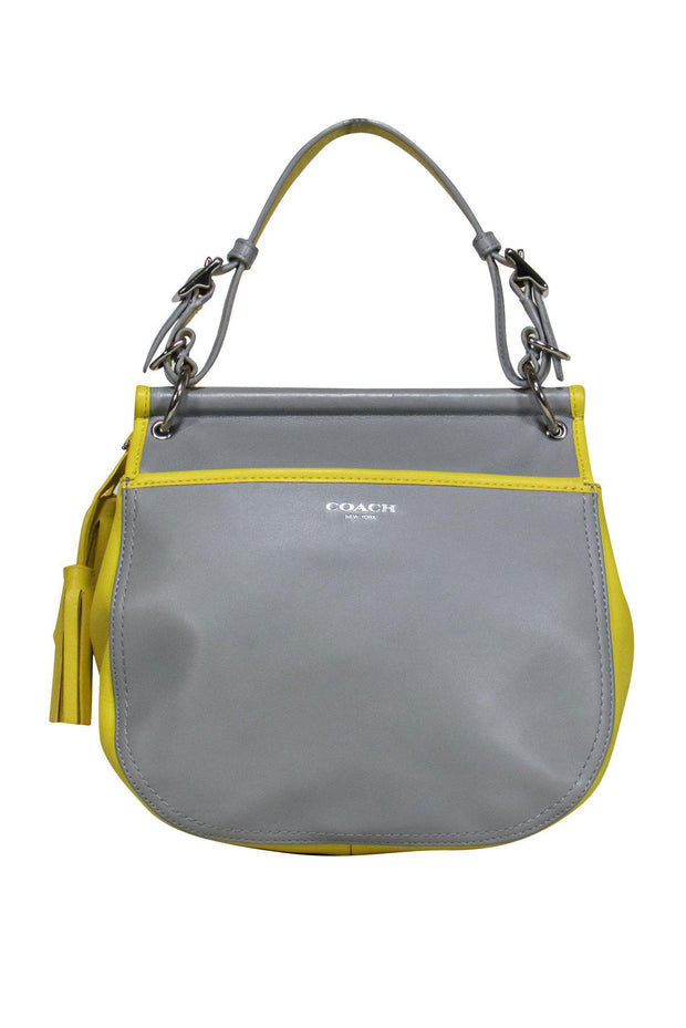Current Boutique-Coach - Gray & Yellow Colorblock Convertible Saddle Bag