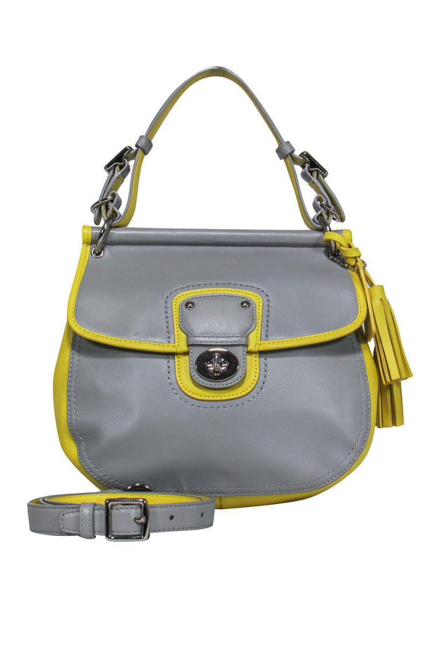 Current Boutique-Coach - Gray & Yellow Colorblock Convertible Saddle Bag