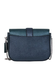 Current Boutique-Coach - Green & Navy Foldover Apple Buckle w/ Chain Strap Crossbody Bag