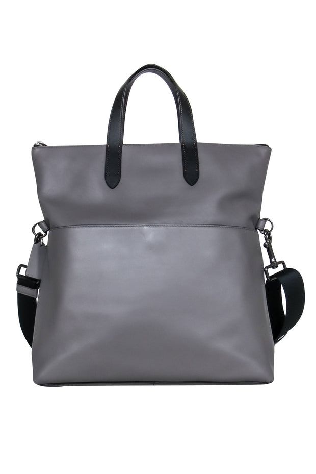 Current Boutique-Coach - Grey & Black Leather Tall Tote