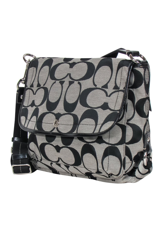 Current Boutique-Coach - Grey & Black Monogram Print Canvas Shoulder Bag