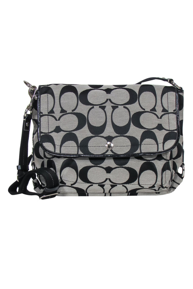 Current Boutique-Coach - Grey & Black Monogram Print Canvas Shoulder Bag