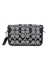 Current Boutique-Coach - Grey & Black Monogram Print Fold-Over Clasped Crossbody