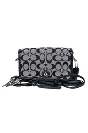 Current Boutique-Coach - Grey & Black Monogram Print Fold-Over Clasped Crossbody