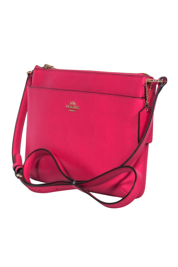 Current Boutique-Coach - Hot Pink Leather Crossbody w/ Zippered Pouch