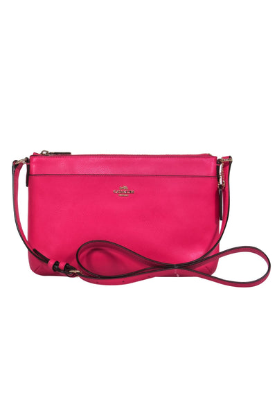 Current Boutique-Coach - Hot Pink Leather Crossbody w/ Zippered Pouch