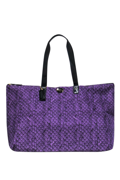 Current Boutique-Coach - Large Purple Snakeskin Print Nylon Tote
