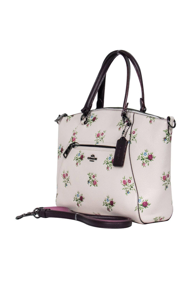 Current Boutique-Coach - Light Pink Leather Convertible Crossbody w/ Sparkly Floral Embroidery